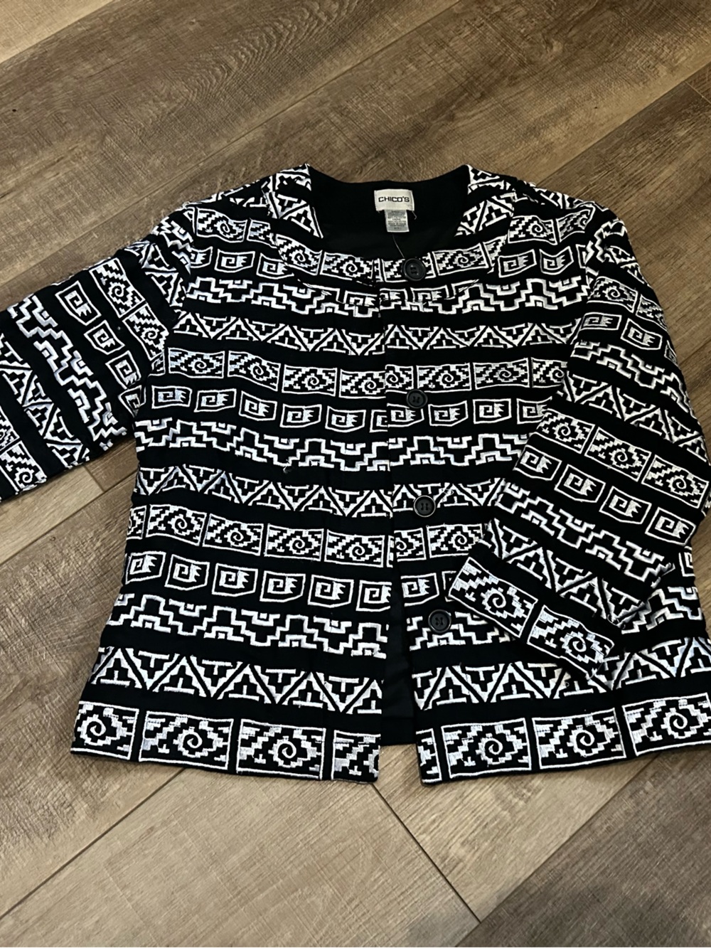 Black & White Patterned Women's Chicos jacket size 1